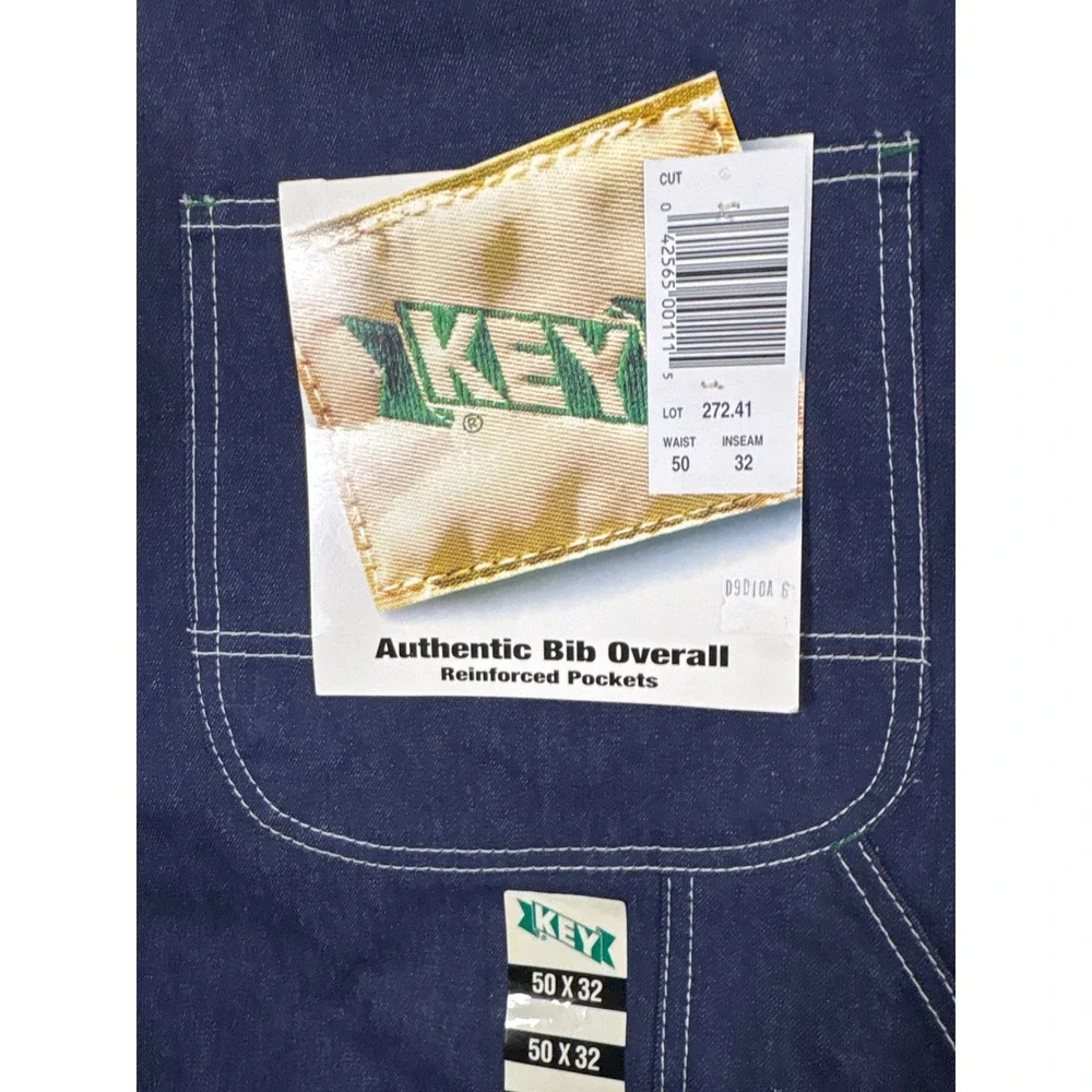 Key Imperial Mens Indigo Blue Denim Bib Overalls 50x32 NWT Workwear 272.41